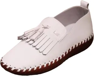 2025 Women's Loafers Orthopedic Casual Tassel Breathable Orthopedic Flat Sneakers Comfortable Low-Top Non Slip Lightweight Memory Foam Boat Round Toe Ladies Casual Shoes for Gym Travel Daily Wear