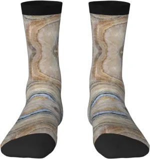 Adult Socks, Onyx Stone Pale Blue Print Winter Warm Wool Socks for Women, Soft Cozy Socks, Knit Boots Socks for Men