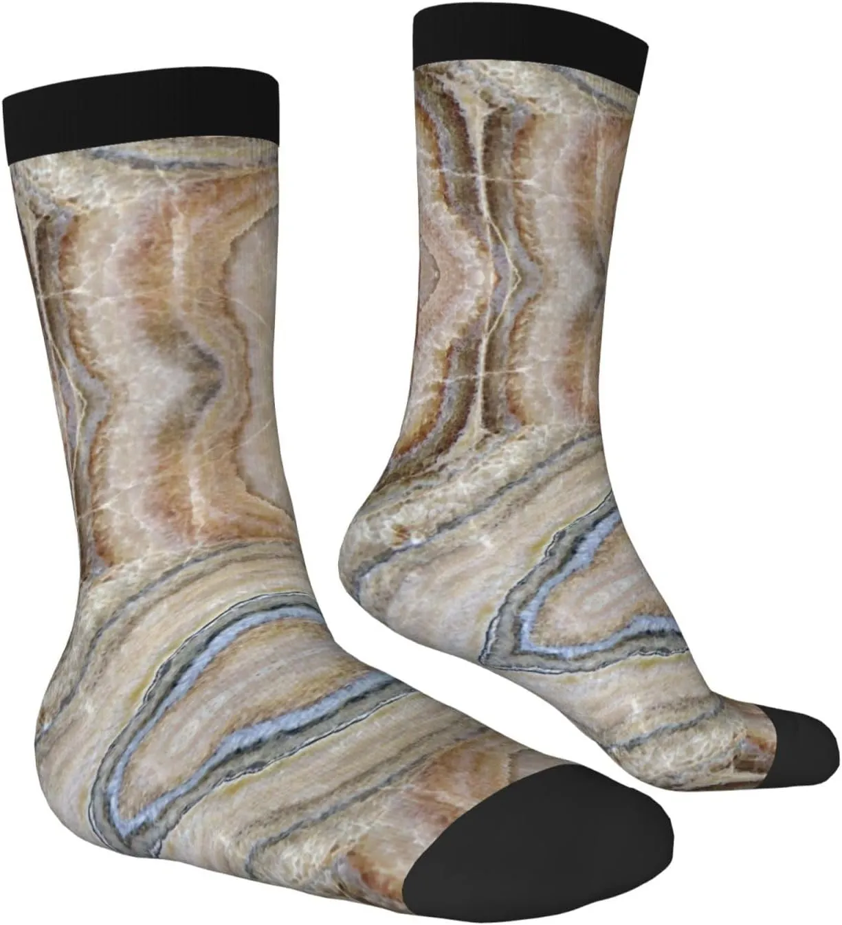 Adult Socks, Onyx Stone Pale Blue Print Winter Warm Wool Socks for Women, Soft Cozy Socks, Knit Boots Socks for Men