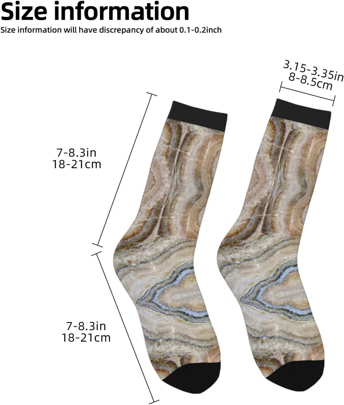 Adult Socks, Onyx Stone Pale Blue Print Winter Warm Wool Socks for Women, Soft Cozy Socks, Knit Boots Socks for Men