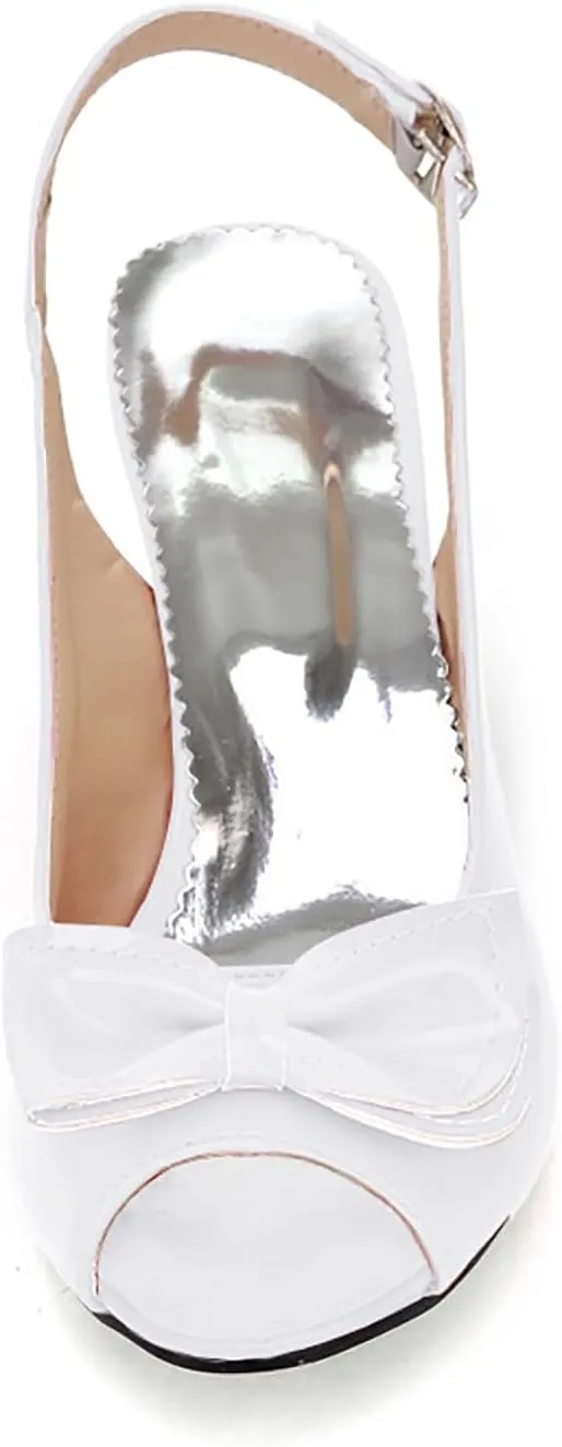 AIMODOR Womens Peep Toe Kitten Heels Sandals Ladies Slingback Dress Pumps