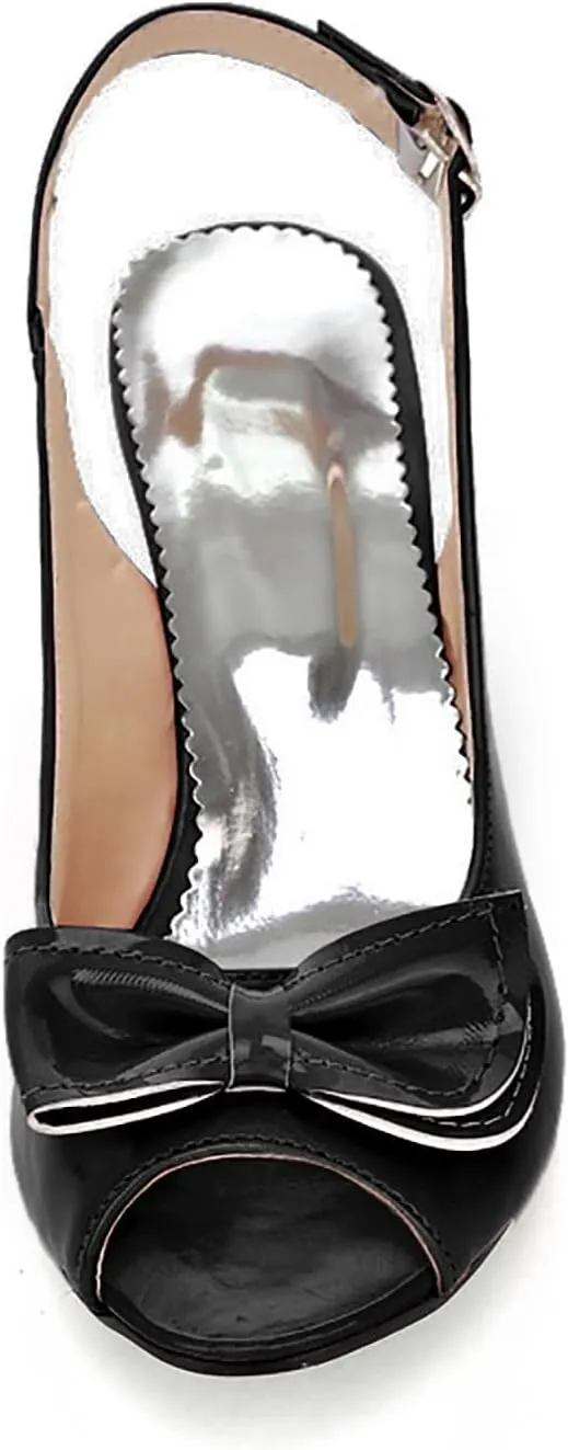 AIMODOR Womens Peep Toe Kitten Heels Sandals Ladies Slingback Dress Pumps