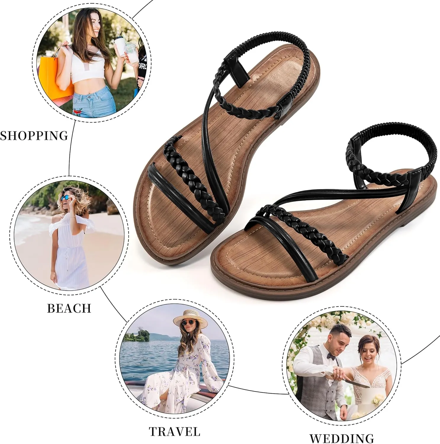 Alicegana Womens Sandals Dressy Summer - Comfortable Gladiator Sandals for Women 2025 Beach Walking Wedding Flat Shoes
