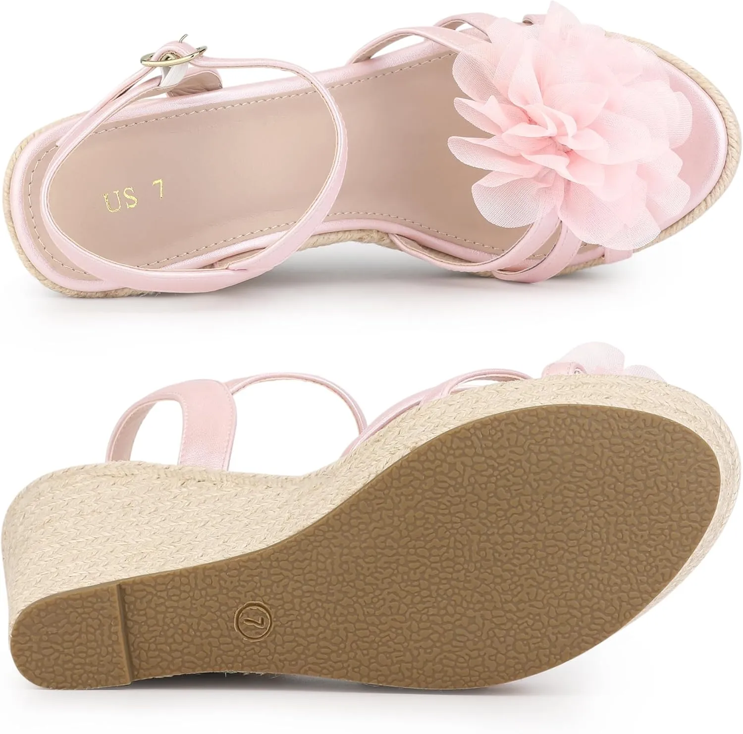 Allegra K Women's Flower Platform Espadrilles Wedge Heel Sandals