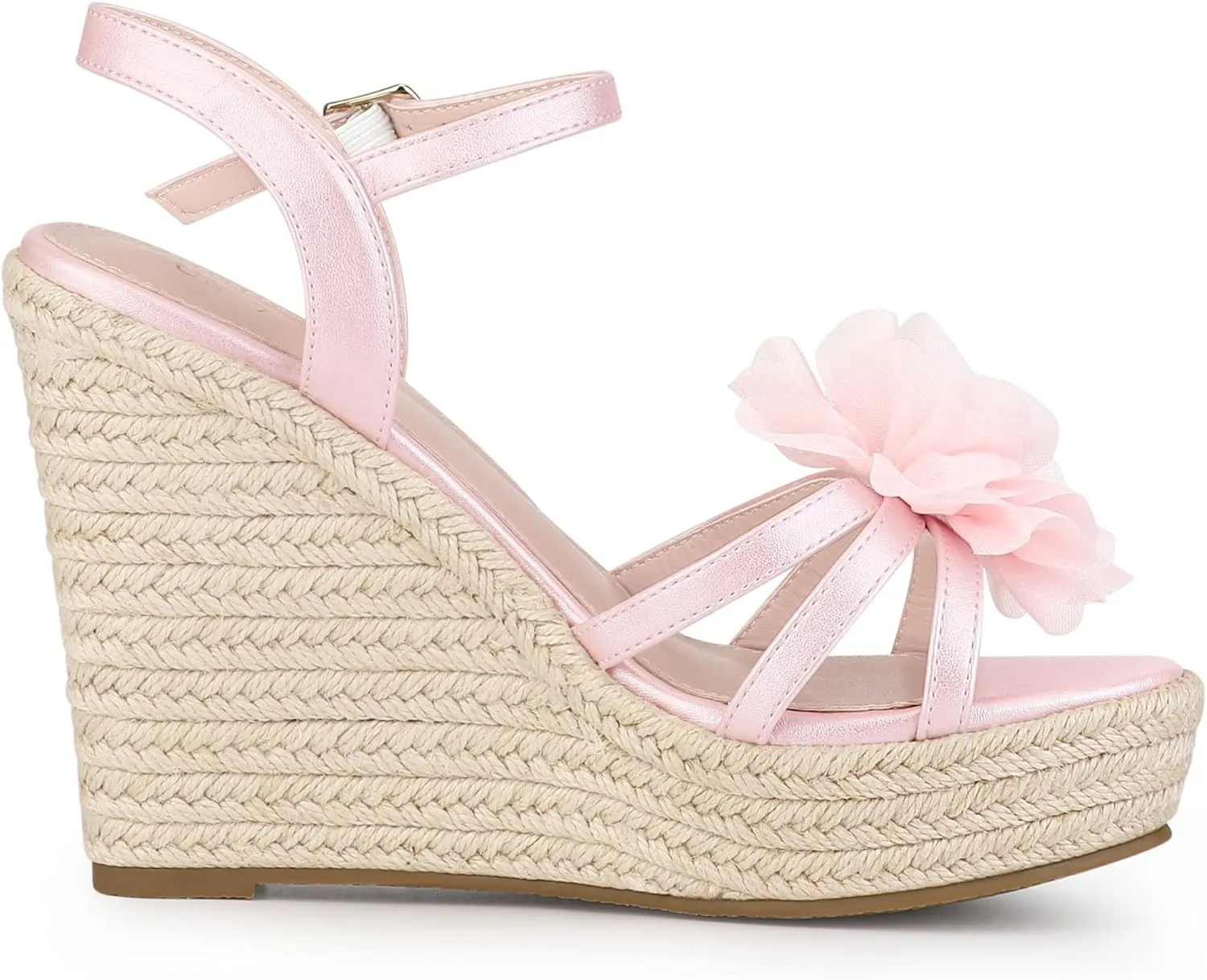 Allegra K Women's Flower Platform Espadrilles Wedge Heel Sandals