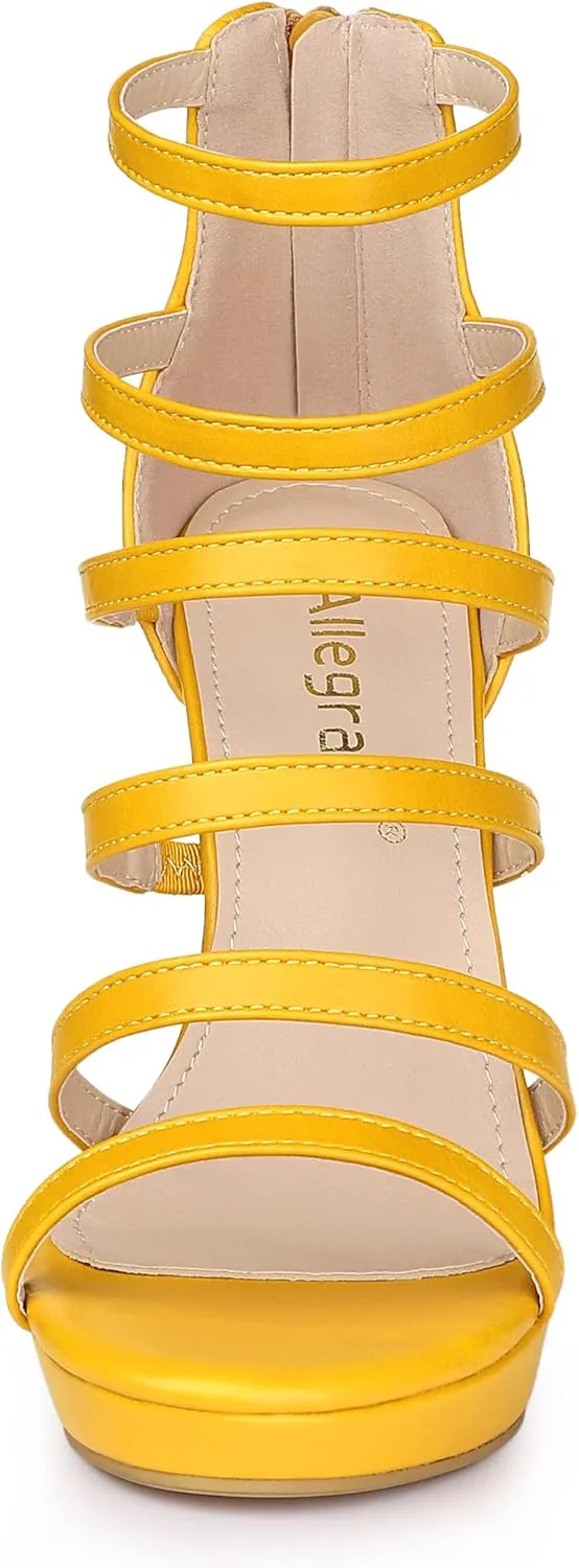Allegra K Women's Platform Gladiator Strappy Indianapolis Stiletto Heel Sandals