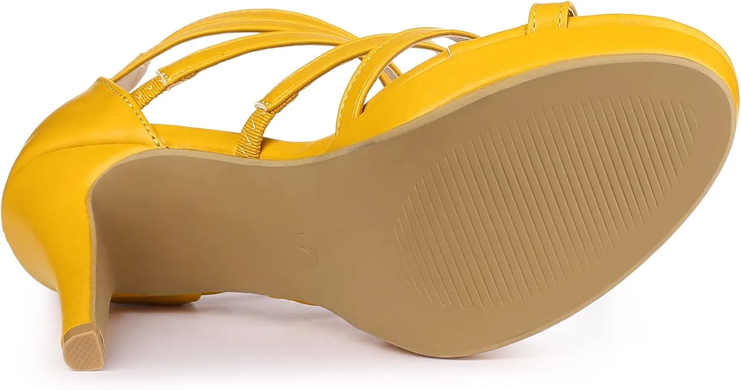 Allegra K Women's Platform Gladiator Strappy Indianapolis Stiletto Heel Sandals