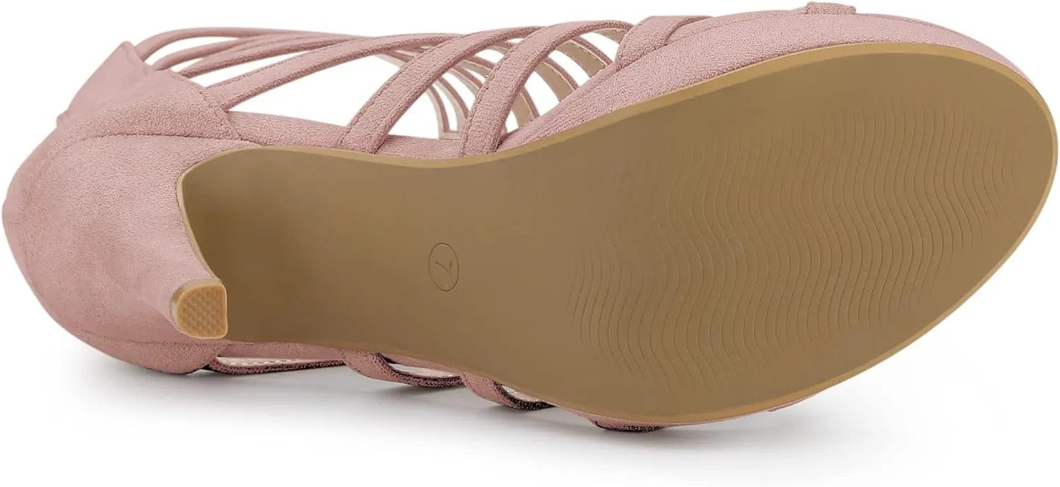 Allegra K Women's Stiletto Platform Heels Strappy Gladiator Heel Sandals