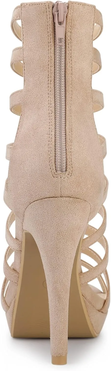 Allegra K Women's Stiletto Platform Heels Strappy Gladiator Heel Sandals