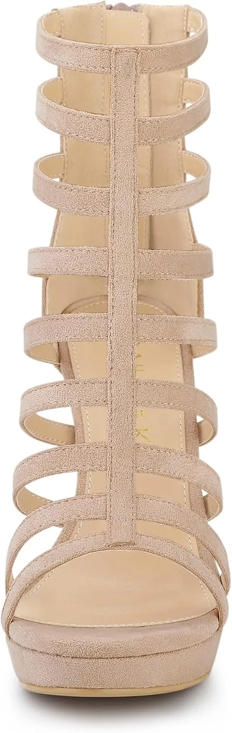 Allegra K Women's Stiletto Platform Heels Strappy Gladiator Heel Sandals