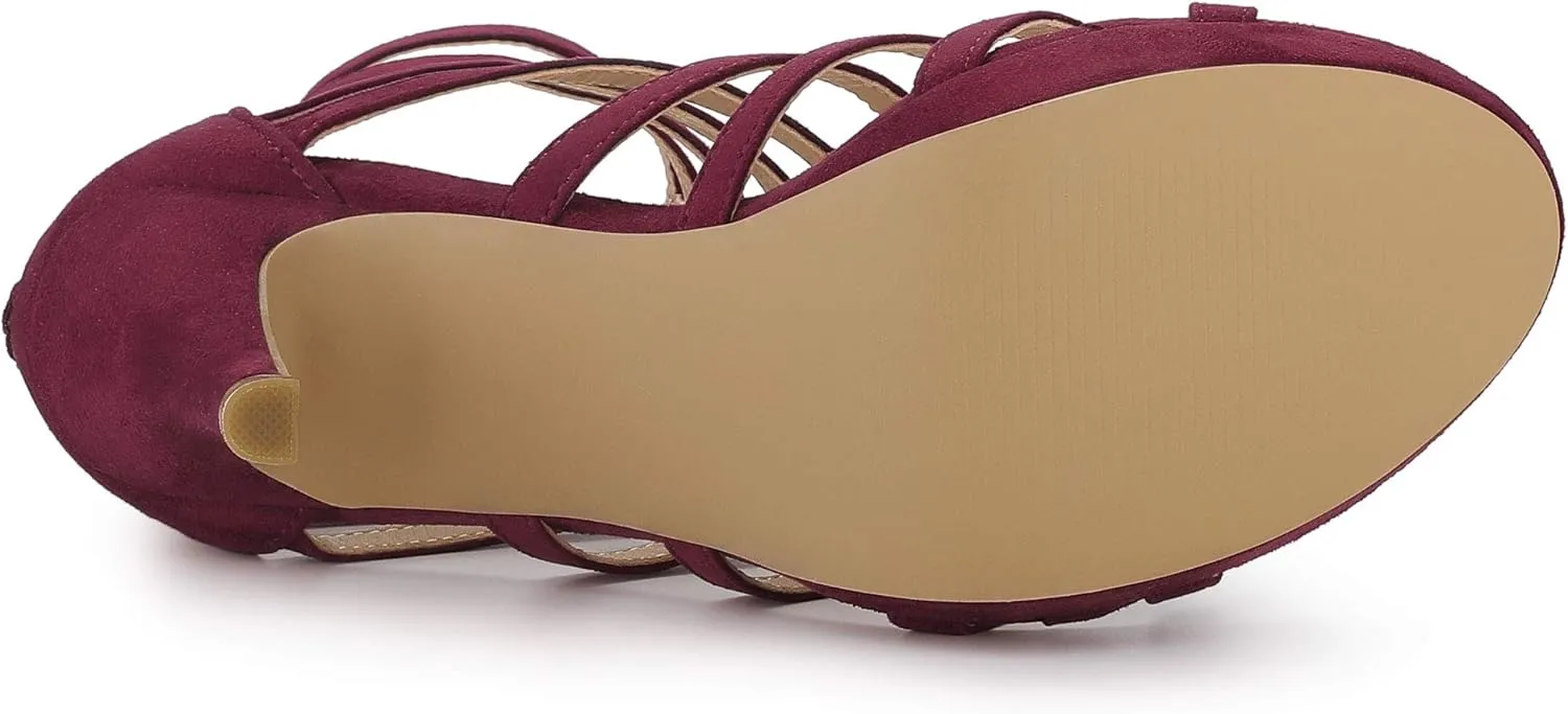 Allegra K Women's Stiletto Platform Heels Strappy Gladiator Heel Sandals