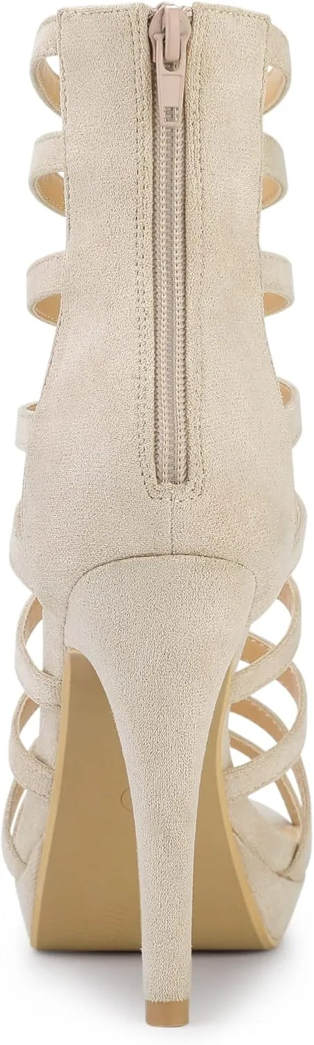 Allegra K Women's Stiletto Platform Heels Strappy Gladiator Heel Sandals