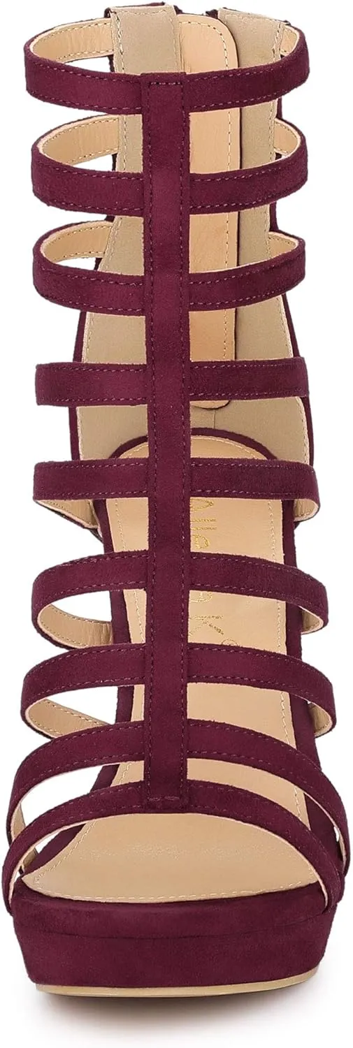 Allegra K Women's Stiletto Platform Heels Strappy Gladiator Heel Sandals