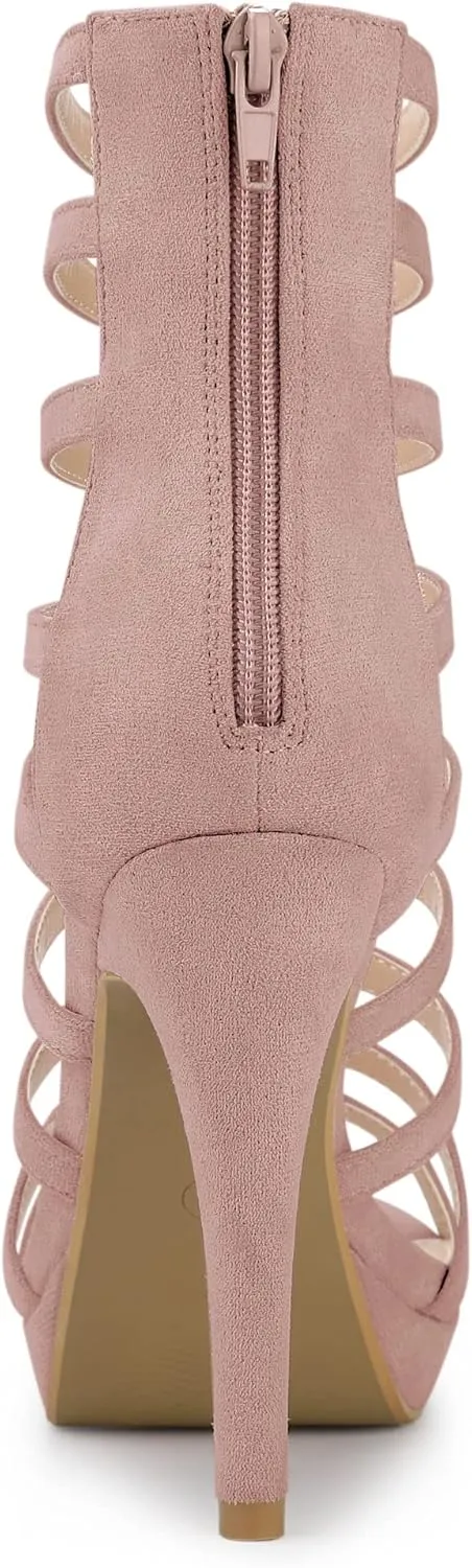 Allegra K Women's Stiletto Platform Heels Strappy Gladiator Heel Sandals