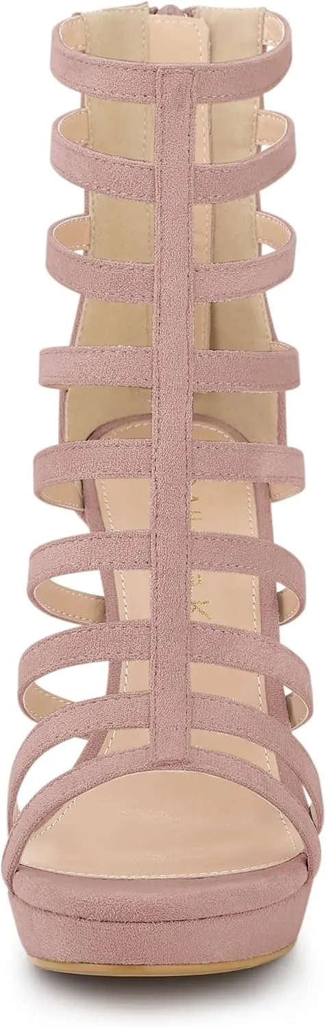 Allegra K Women's Stiletto Platform Heels Strappy Gladiator Heel Sandals