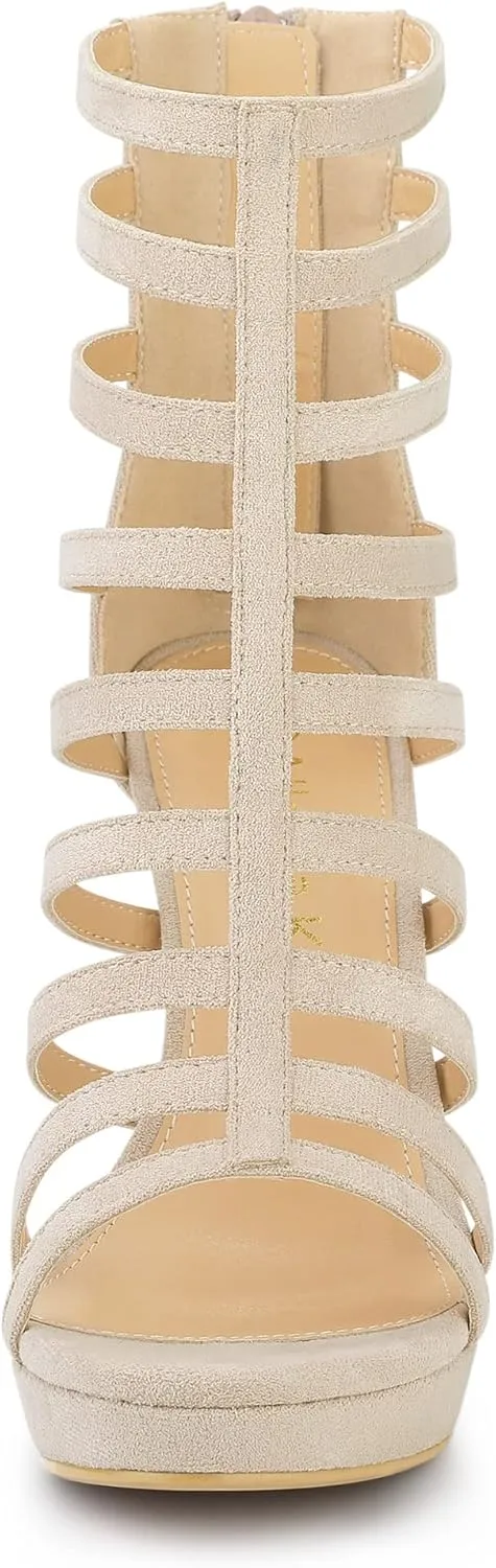 Allegra K Women's Stiletto Platform Heels Strappy Gladiator Heel Sandals
