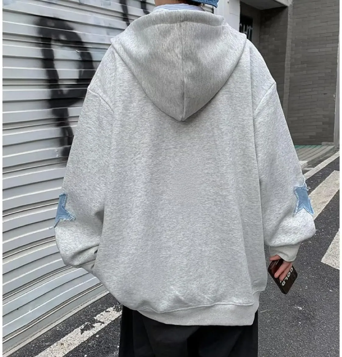 Amiblvowa Y2K Zip Up Hoodie Men Women Star Letter Graphic Hoodies Vintage Aesthetic Hooded Sweatshirt Harajuku Jacket