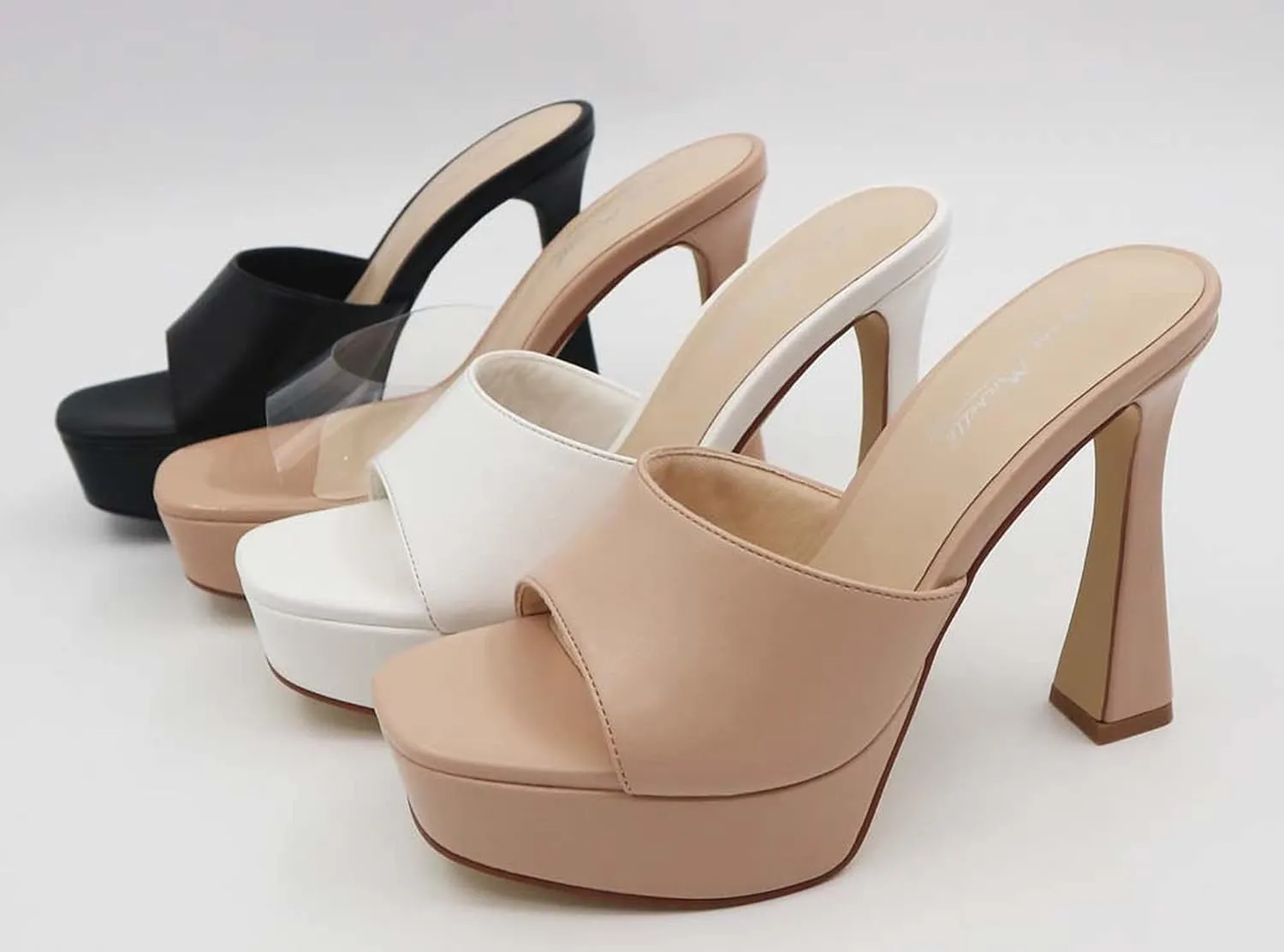 Anne Michelle Women Platform High Heel Open Toe Slip on sandals
