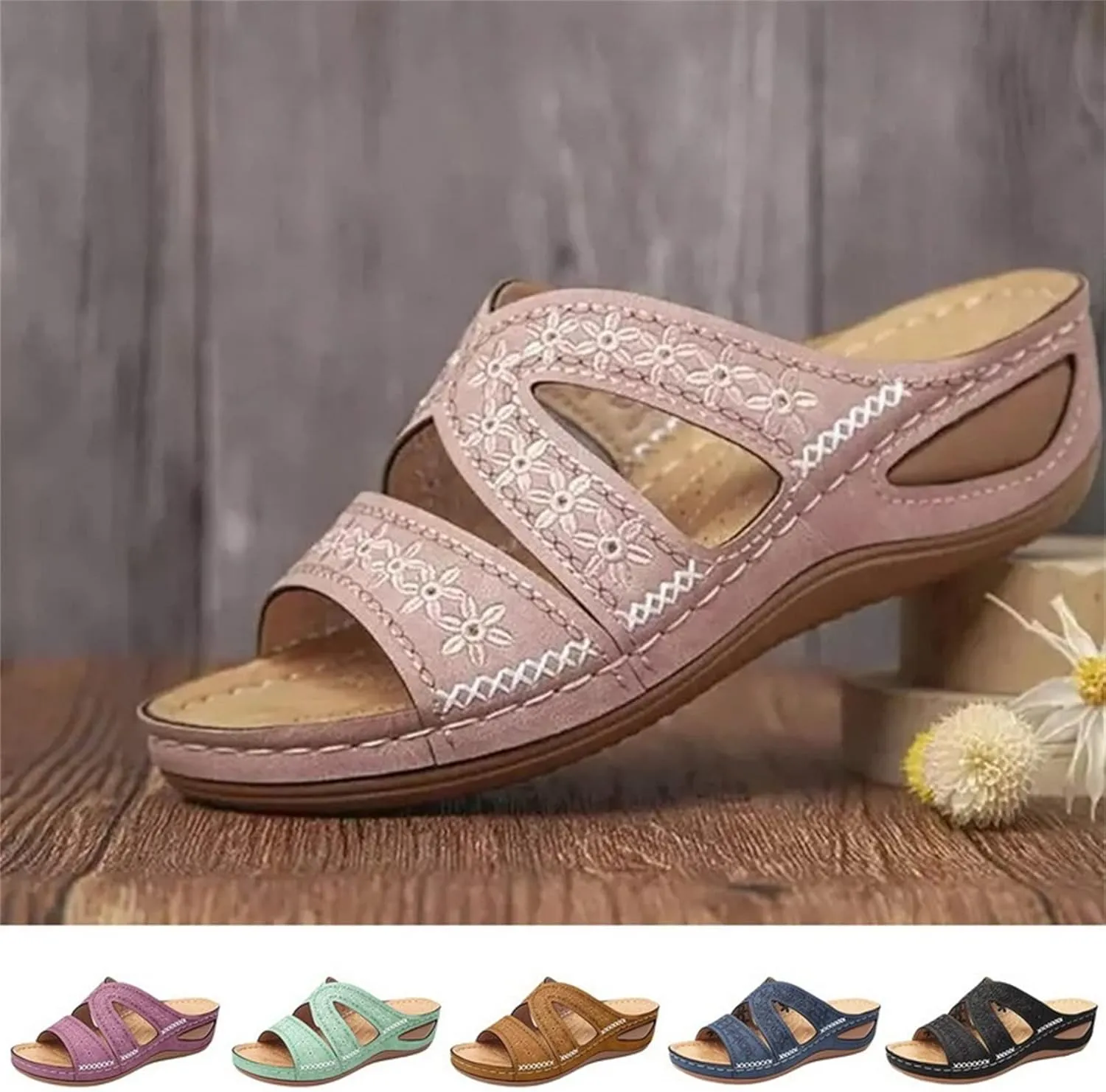 BBPM Womens Flat Sandals Lightweight Non Slip Flip Flops Summer Beach Sandals Dress Shoes Comfortable Outdoor Shoes Ladies Summer Sandals Open Toe Platform Shoes,Pink,EU39/US7.5
