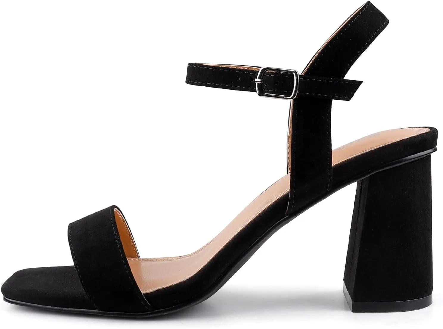 BCTEX COLL Women's Black Brown Nude Heels Open Toe Ankle Strap Heels for Women Comfortable High Chunky Block Casual Dressy Heel Sandals
