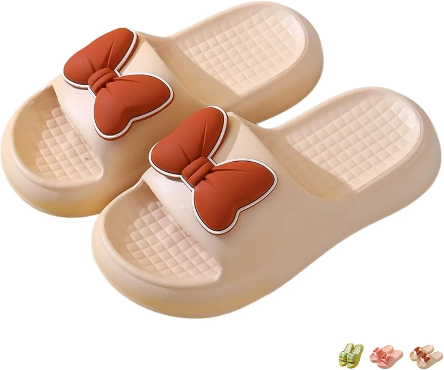 Beach Sandals Bow Tie Slides Slippers for Women Summer Sandals Non Slip Fashion Shower Slippers with Bows Open Toe Slides Thick Sole Home Shoes Bathroom Slippers