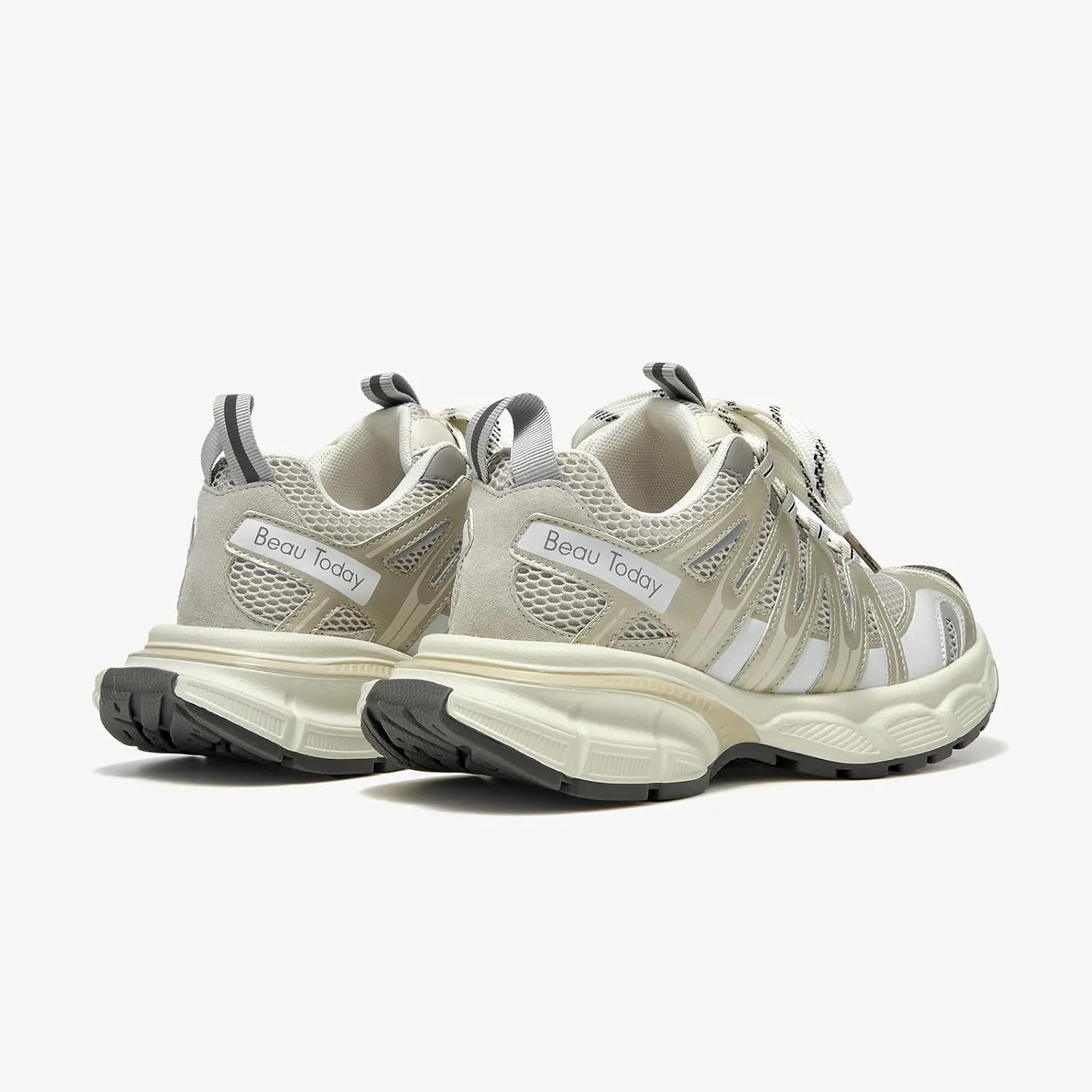 BEAU TODAY Women's Walking Shoes, Chunky Platform Fashion Sneakers for Women, Comfortable Casual Lightweight Lace-up Gym Workout Athletic Tennis Shoes
