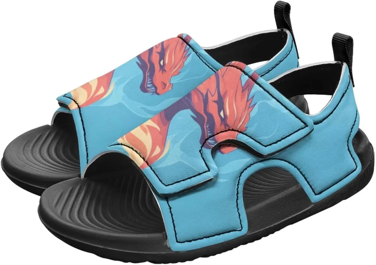Boys Sandals Summer Kids Shoes Fire Dragon Print Open Toe Sport Outdoor Athletic Sandals Quick Dry Water Shoes