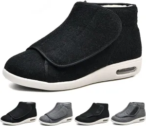 bumuam Men's Diabetic Shoes Extra Wide Width,Men's Diabetic Winter Warm Fleece Shoes, Non-Slip Round Toe Adjustable Wide Memory Form Boots Extra Wide Bootie Slippers