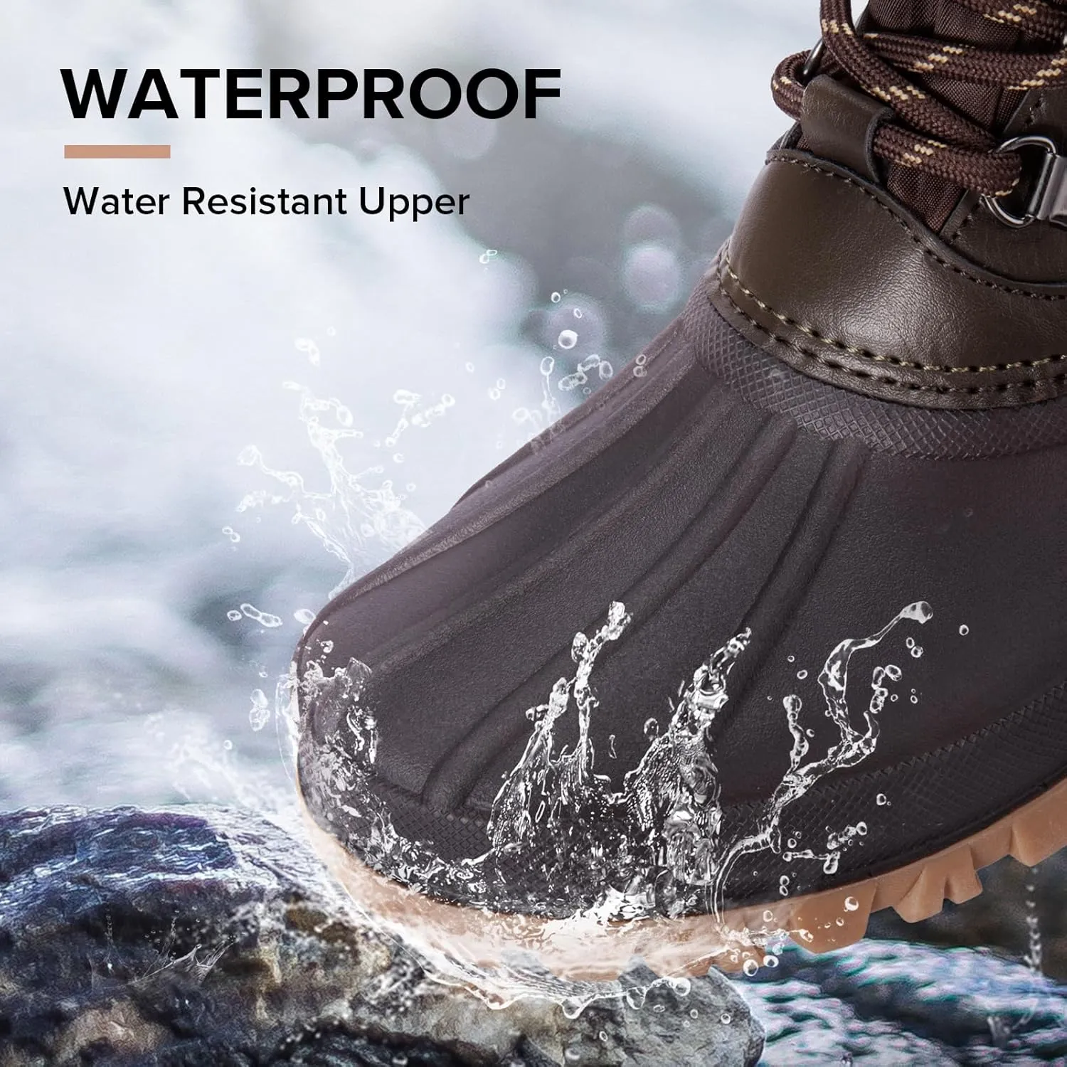 CAMEL CROWN Snow Boots for Women - Waterproof Booties with Warm Fur Lined Lace-up Shoes for Winter Outdoor