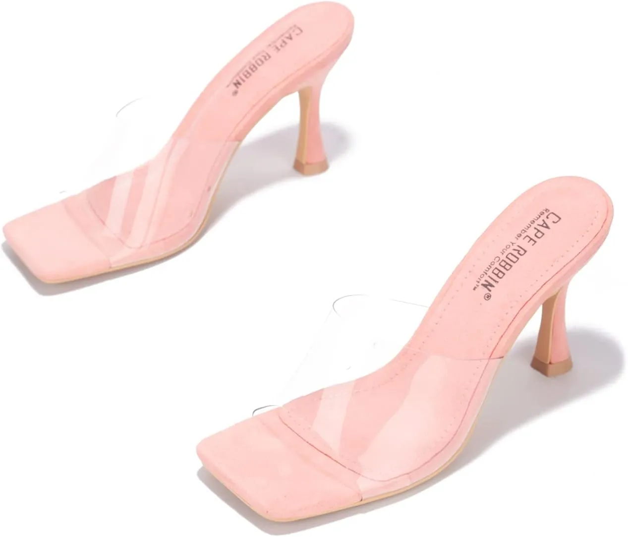 Cape Robbin Clear Sexy High Heels for Women, Transparent Open Toe Shoes Heels for Women