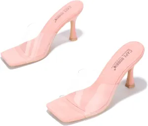 Cape Robbin Clear Sexy High Heels for Women, Transparent Open Toe Shoes Heels for Women