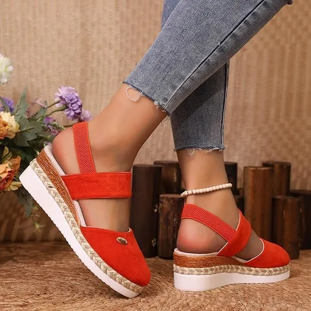 Closed Toe Platform Wedge Sandals, 2025 Espadrilles Wedges for Women Heel Casual, Women's Espadrilles Dressy Sandals, Comfortable Anti Slip Summer Shoes with Adjustable Buckle Ankle Strap