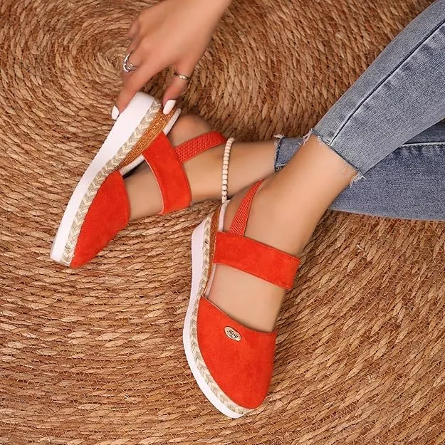 Closed Toe Platform Wedge Sandals, 2025 Espadrilles Wedges for Women Heel Casual, Women's Espadrilles Dressy Sandals, Comfortable Anti Slip Summer Shoes with Adjustable Buckle Ankle Strap