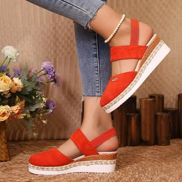 Closed Toe Platform Wedge Sandals, 2025 Espadrilles Wedges for Women Heel Casual, Women's Espadrilles Dressy Sandals, Comfortable Anti Slip Summer Shoes with Adjustable Buckle Ankle Strap