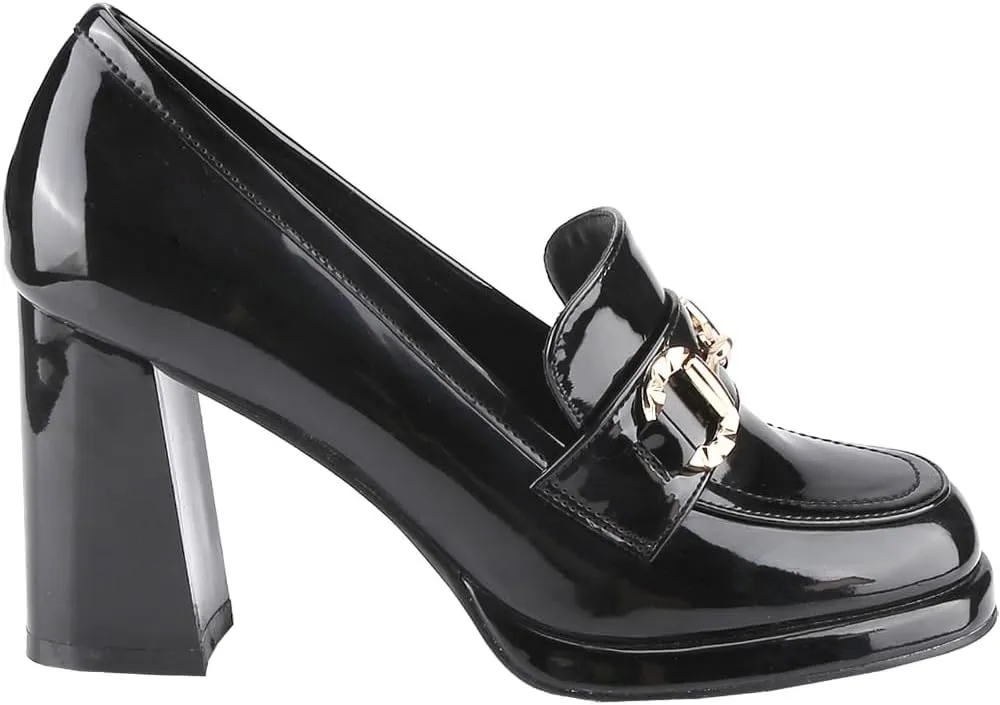 CLOVERLAY Women's Platform Loafer Heels Closed Toe Chunky Block Heel High Penny Loafers Pumps Elegant Comfort Casual Slip On Spring Summer Vacation Spring Break Easter