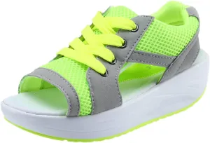 Contrast Paneled Cutout Lace-Up Muffin Sandals for Women Causal Summer Open Toe Platform Muffin Sandal Shoes
