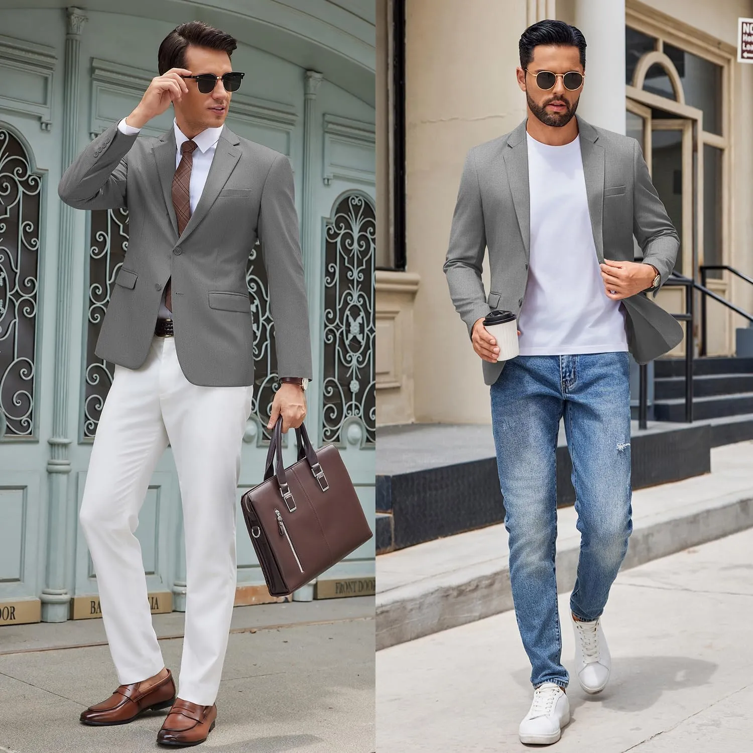 COOFANDY Men's Casual Blazer Lightweight Sport Coats Two Buttons Slim Fit Suit Jacket for Business Wedding Dress