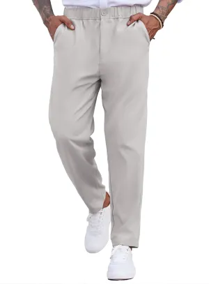 COOFANDY Men's Casual Pants Relaxed Fit Flat Front Expandable Waist Chino Slack Trousers