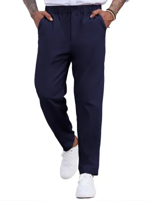 COOFANDY Men's Casual Pants Relaxed Fit Flat Front Expandable Waist Chino Slack Trousers