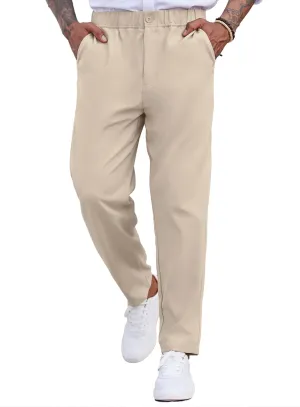 COOFANDY Men's Casual Pants Relaxed Fit Flat Front Expandable Waist Chino Slack Trousers