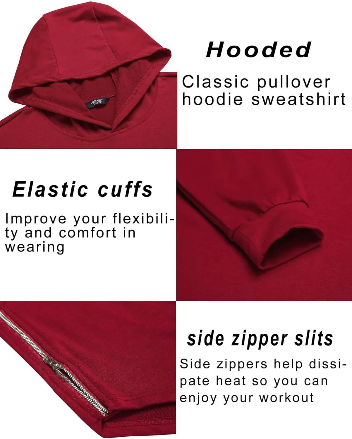 COOFANDY Men's Workout Sweatshirts Long Sleeve Muscle Fit Athletic Gym Hoodies Pullover