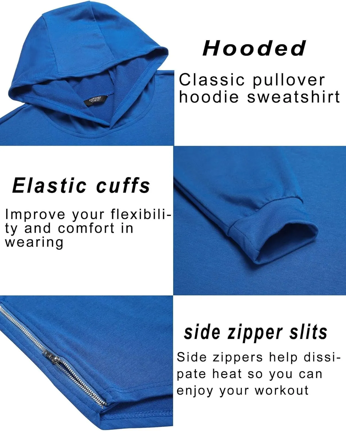 COOFANDY Men's Workout Sweatshirts Long Sleeve Muscle Fit Athletic Gym Hoodies Pullover