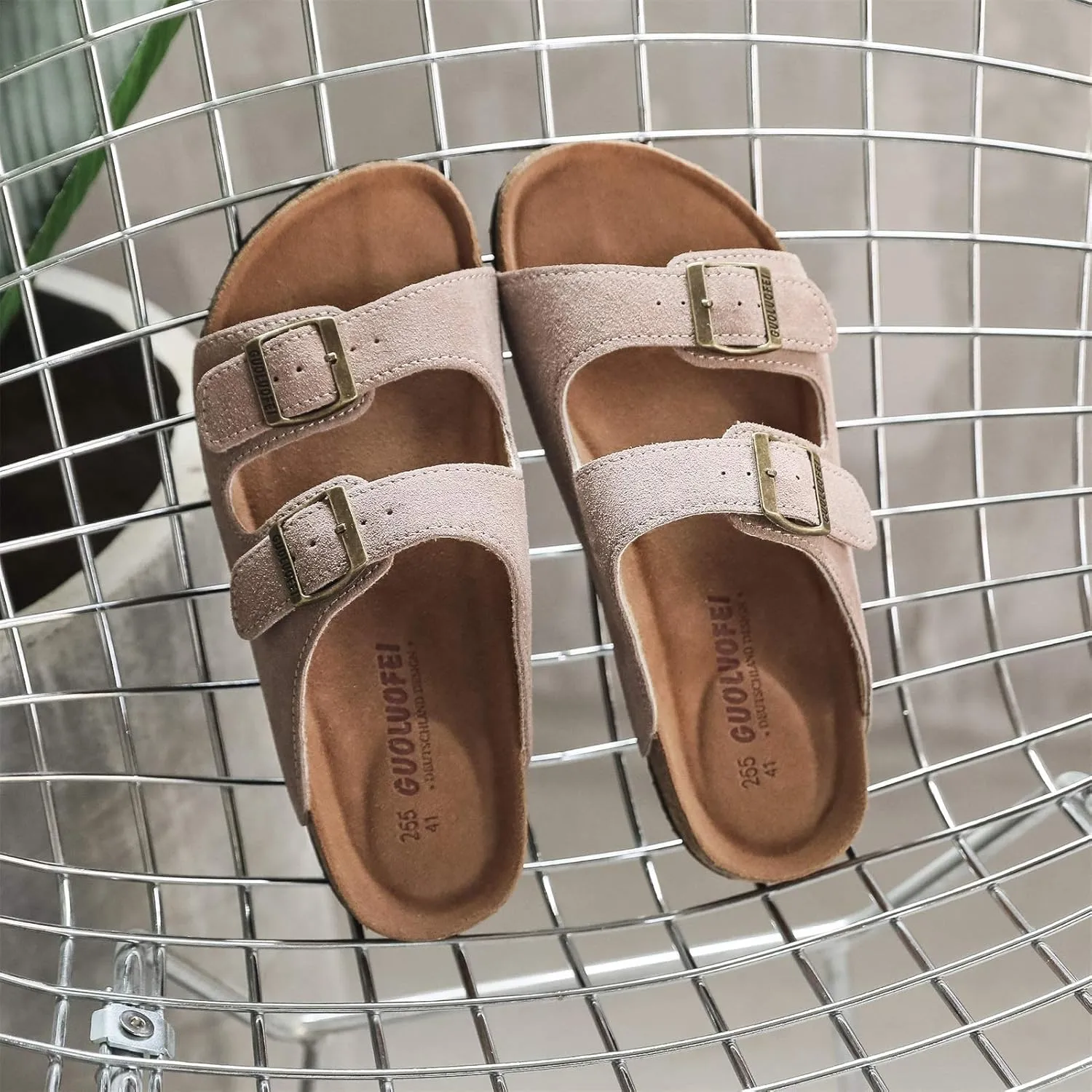 Cork Sandals Women With Arch Support, Comfortable Summer Beach Sandals For Women/Girls/Ladies,Leather Slide Shoes For Women