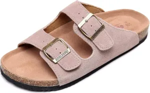 Cork Sandals Women With Arch Support, Comfortable Summer Beach Sandals For Women/Girls/Ladies,Leather Slide Shoes For Women