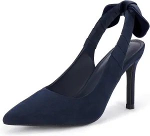 Coutgo Women's High Stiletto Heels Slingback Pointed Closed Toe Pumps Strap Bow Wedding Party Dress Shoes