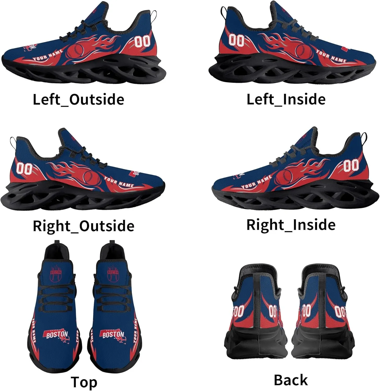 Custom Baseball Flex Control Sneakers Personalized Fan Men's Breathable Name Number Gift Workout Athletic Gym Slip-on Shoes