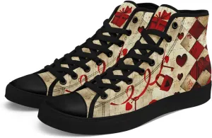 Custom Lover's Shoes for Her Him Romantic Love Design High-top Lace-up Canvas Shoes Comfort Casual Footwear Gift for Couples