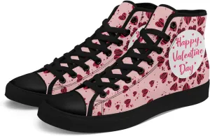 Custom Lover's Shoes for Her Him Romantic Love Design High-top Lace-up Canvas Shoes Comfort Casual Footwear Gift for Couples