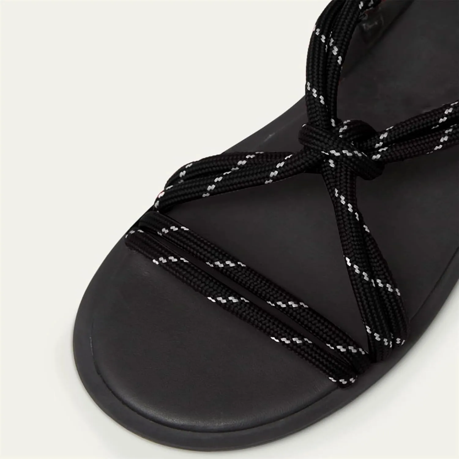 DOEYG Rope Flat Sandals for Women Beach Open Toe Thong Sandals Comfortable Dressy Summer Slip On Slide Sandals with Adjustable Buckle Strap