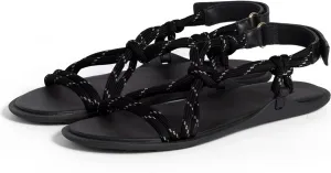 DOEYG Rope Flat Sandals for Women Beach Open Toe Thong Sandals Comfortable Dressy Summer Slip On Slide Sandals with Adjustable Buckle Strap